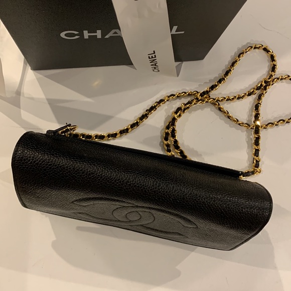 🦄🖤 CHANEL RARE Vintage “3 Series” Secret Wallet Chain WOC Leather Gold HW Bag - Picture 10 of 16